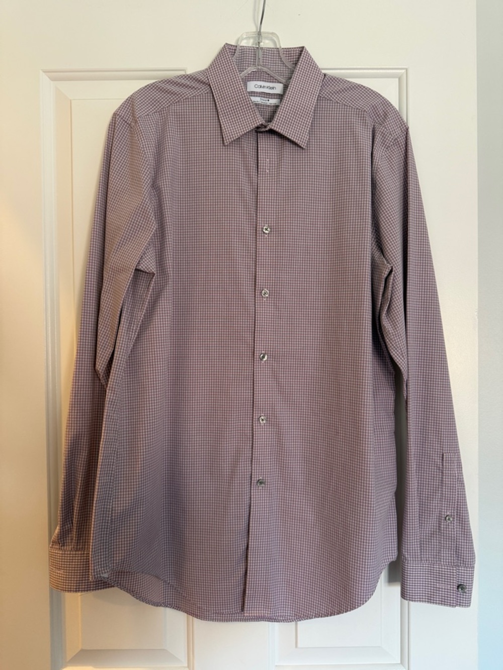 Calvin Klein Men’s Long-Sleeve Micro-Check Dress Shirt